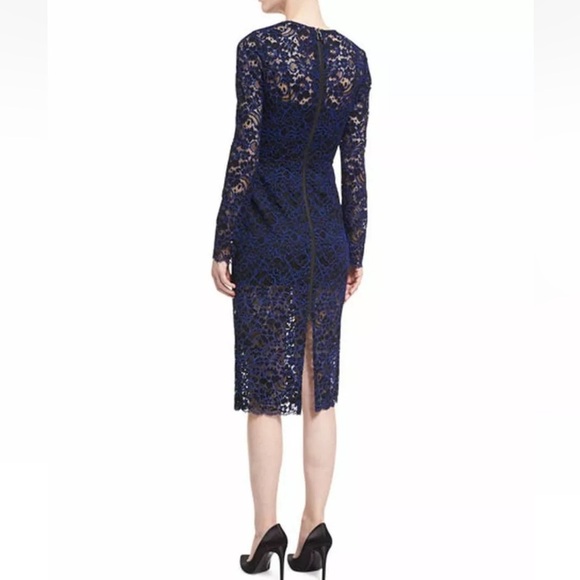 Veronica Beard Gynne Long Sleeve Pencil Dress Lace Black Blue Designer Women’s 4 - Picture 2 of 14